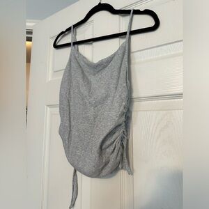 Gray aerie ruched side tank top with shelf bra